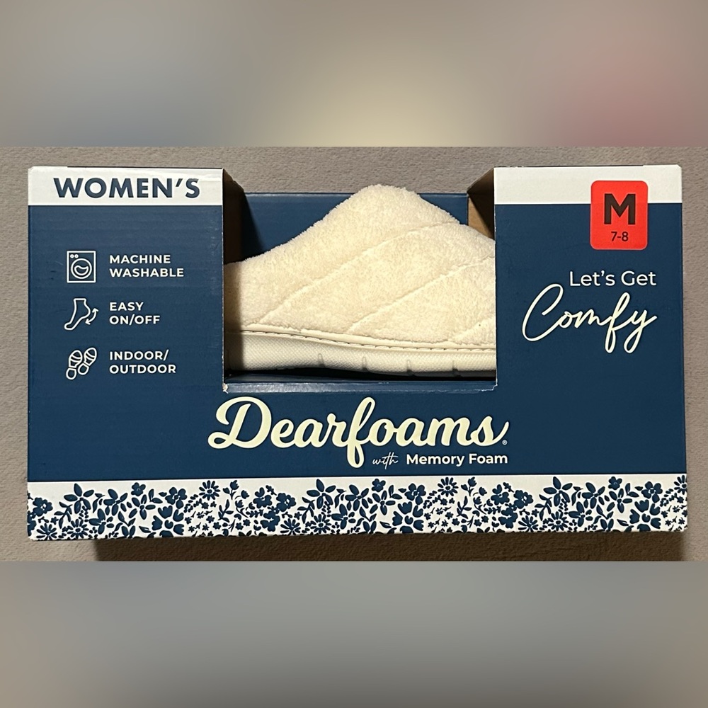 Dearfoams with Memory Foam Women’s Slippers/ Muslin/ Medium 7-8/ NWT